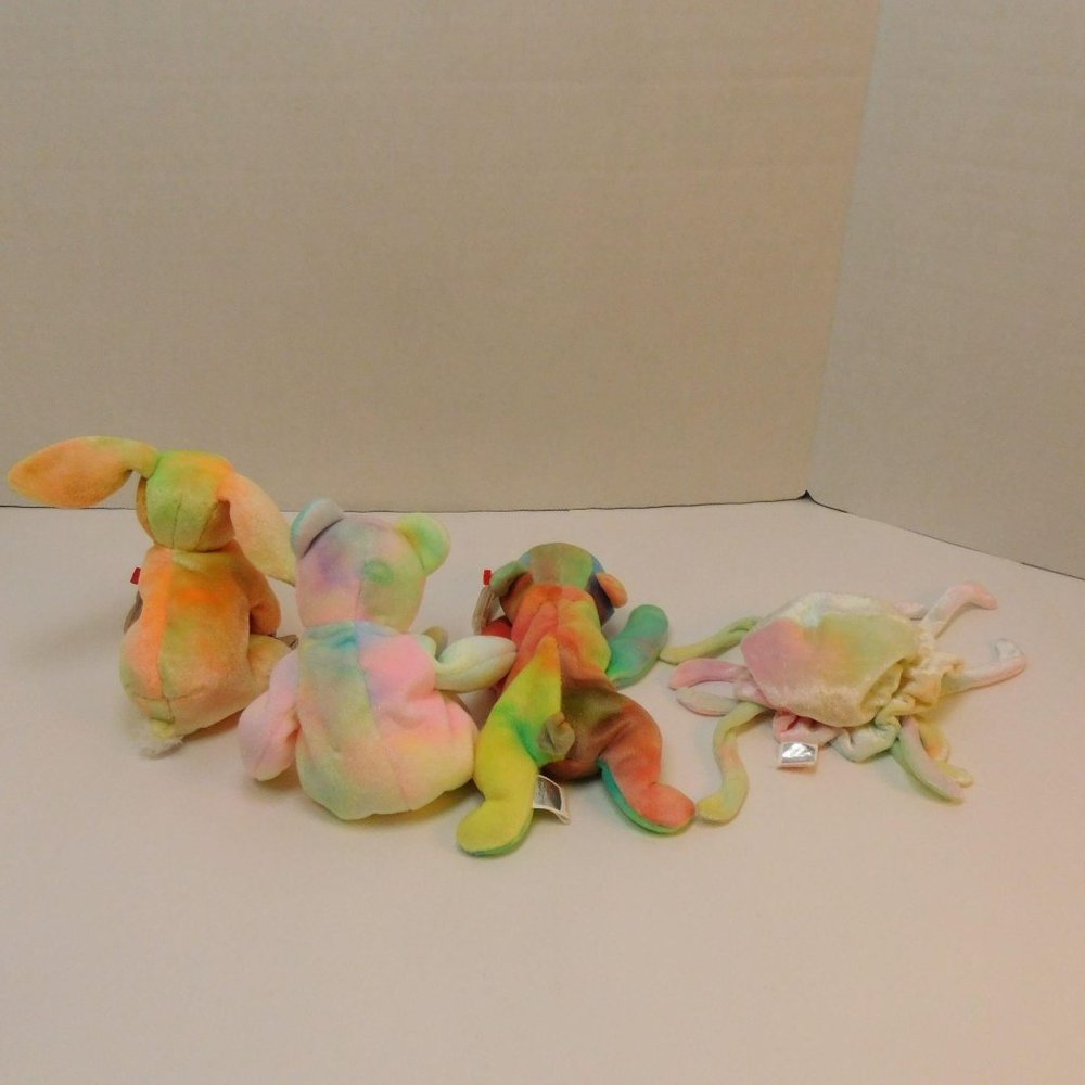 Lot of 4 Tie-Dye Ty PLush Rabbit, B.B.Bear,  Sammy, Goochy. - Picture 2 of 9